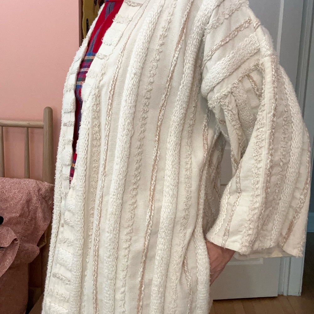 Anthropologie x Ollari Cream Striped kimono duster sz M - Picture 7 of 12